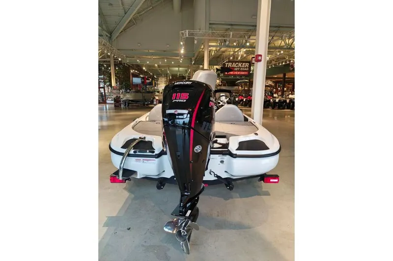 Slide: The Image of 2026 Nitro Z17 boat with Mercury 115 Pro XS engine in showroom. - 6