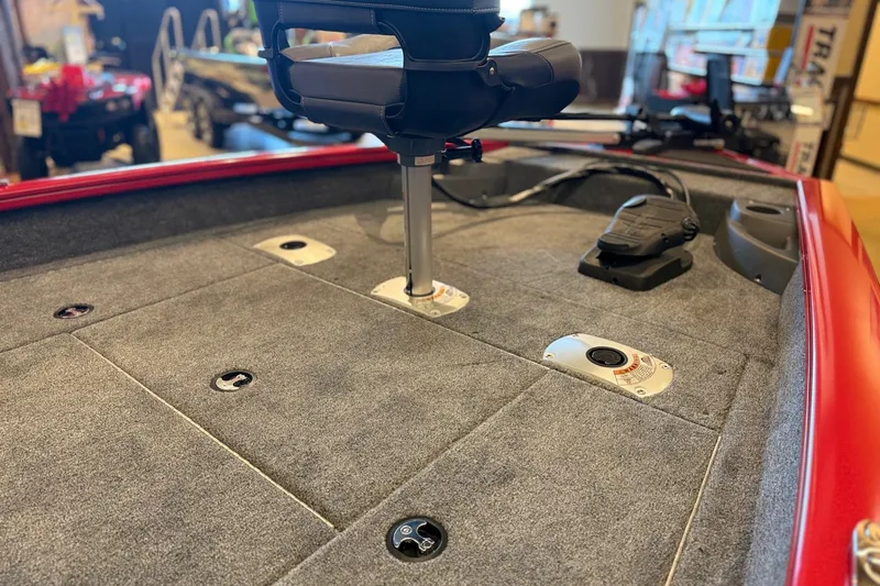 Slide: The Image of 2026 Tracker Pro Team 175 Crappie Edition boat interior with seating and controls. - 12