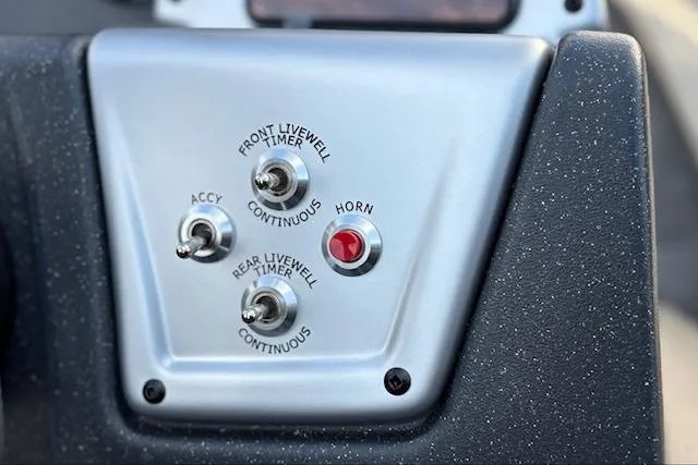 Slide: The Image of Steering console of 2026 Tracker Pro Team 175 Crappie Edition with Lowrance electronics. - 13