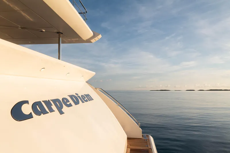Slide: The Image of Luxury Azimut yacht "Carpe Diem" on calm sea, 2023 model. - 15