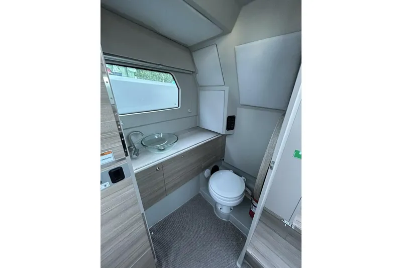 Slide: The Image of 2022 Saxdor 320 GTO bathroom interior with modern sink and toilet. - 13