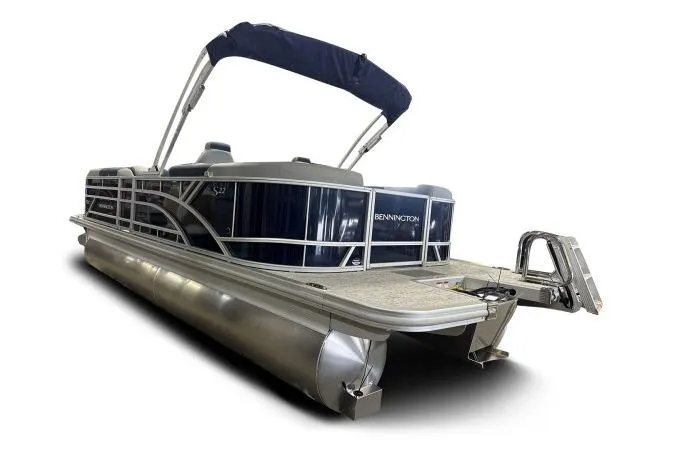 Slide: The Image of 2026 Bennington 22 SSRSE pontoon boat with sleek design and modern features. - 6