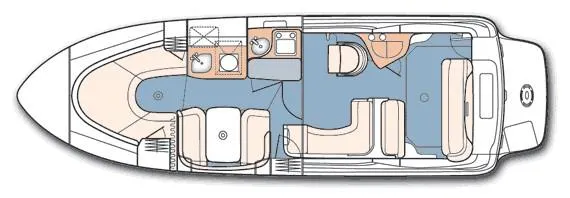 Slide: The Image of Floor plan of a 2003 Sea Ray 280 Sundancer boat, showing interior layout. - 13
