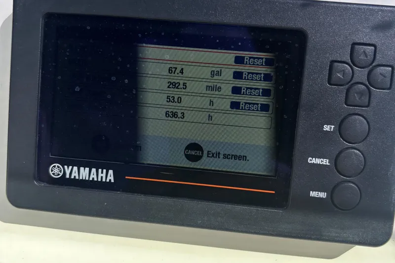 Slide: The Image of Yamaha display showing fuel, distance, and hours for 2019 Brig Eagle 650 boat. - 15