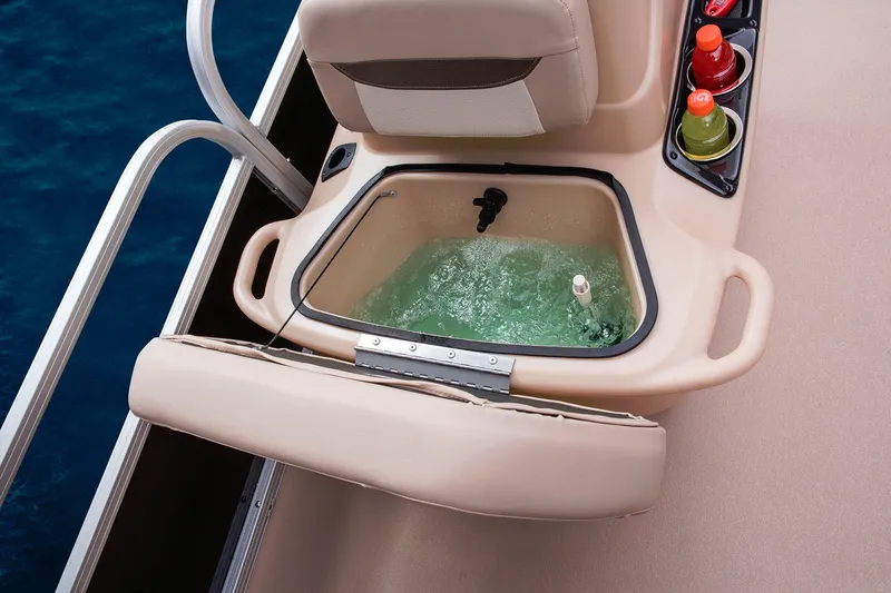 Slide: The Image of 2014 Sun Tracker Bass Buggy 18 DLX pontoon boat with ladder and trailer. - 9