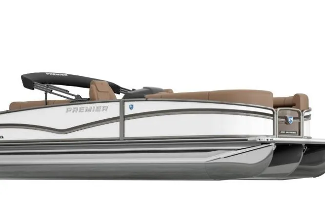 The Image of 2026 Premier 270 Intrigue RF pontoon boat with sleek design and luxurious seating. - 1