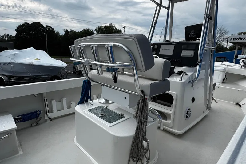 Slide: The Image of 2021 Parker 2100 Center Console boat interior with seating and control panel. - 39