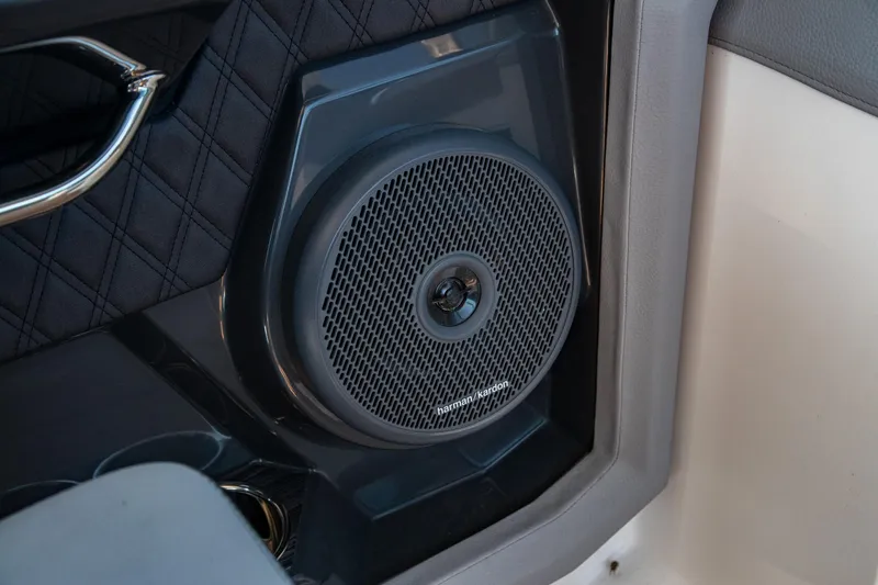 Slide: The Image of 2023 Cobalt R33 interior speaker detail with Harman Kardon audio system. - 33