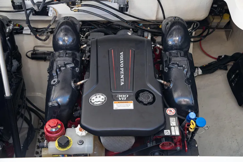 Slide: The Image of Engine compartment of 2023 Cobalt R33 featuring Volvo Penta 380 V6 engine. - 51