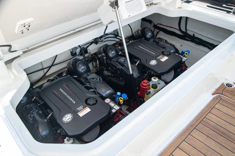 Slide: The Image of Engine compartment of 2023 Cobalt R33 boat with Volvo Penta engines. - 53