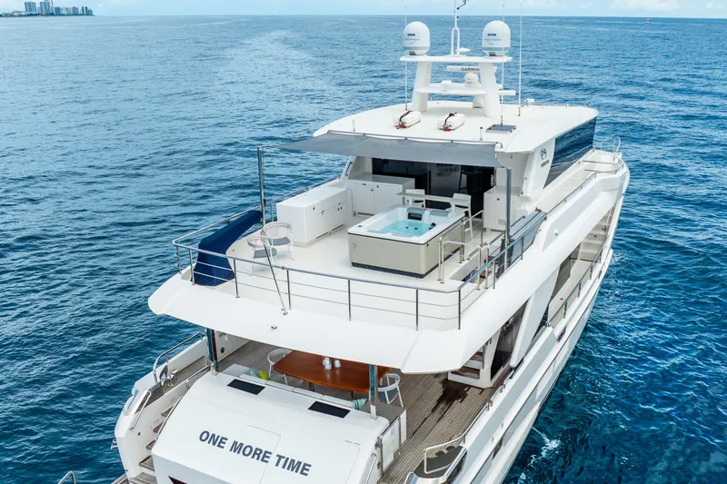 Slide: The Image of Luxurious 2020 Horizon FD80 yacht with spacious deck and jacuzzi on open sea. - 10