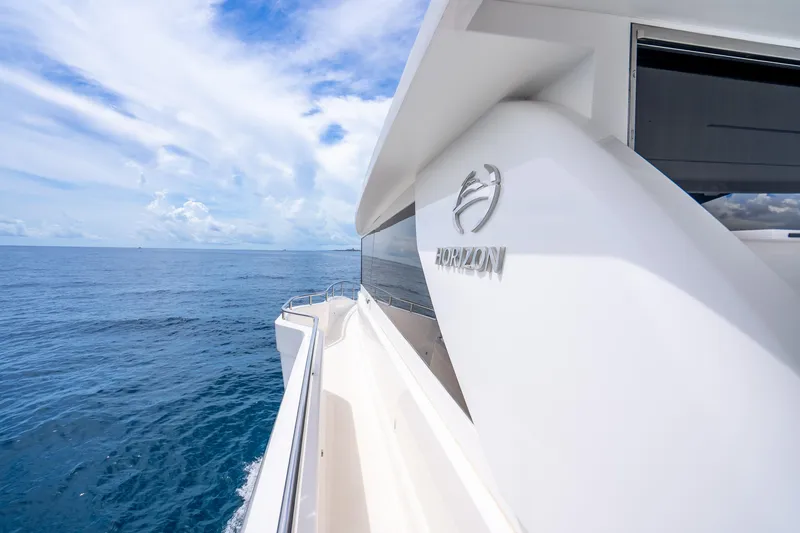 Slide: The Image of Luxury Horizon FD80 yacht cruising on open sea, 2020 model. - 30