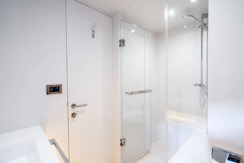 Slide: The Image of Modern bathroom with glass shower in 2020 Horizon FD80 yacht. - 45