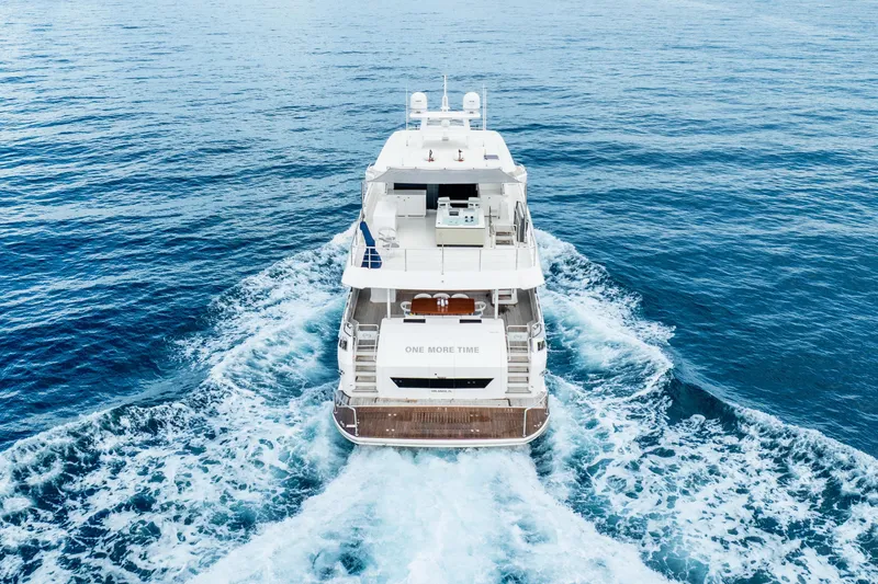 Slide: The Image of Aerial view of 2020 Horizon FD80 yacht cruising on open sea. - 75