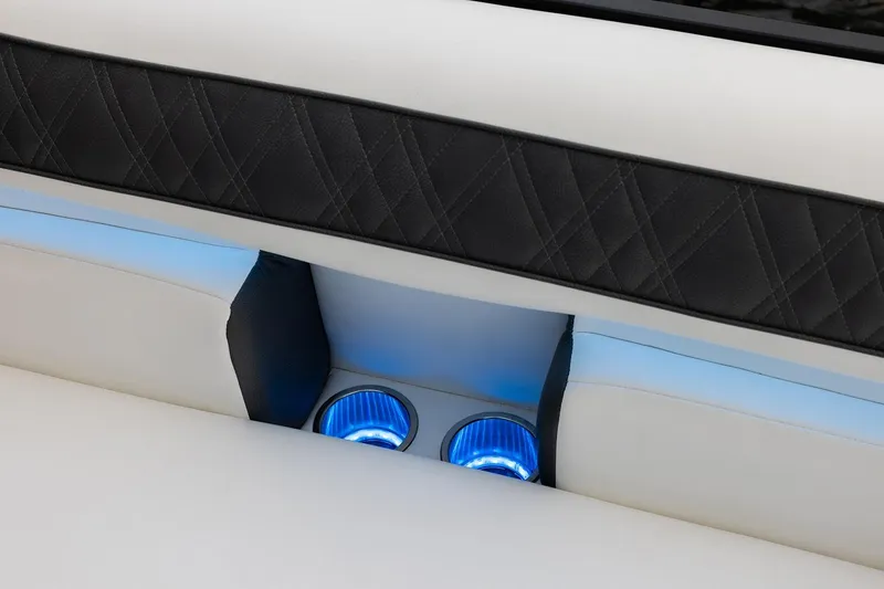 Slide: The Image of Luxurious seating with illuminated cup holders in 2026 Premier 270 Super Sport boat. - 9