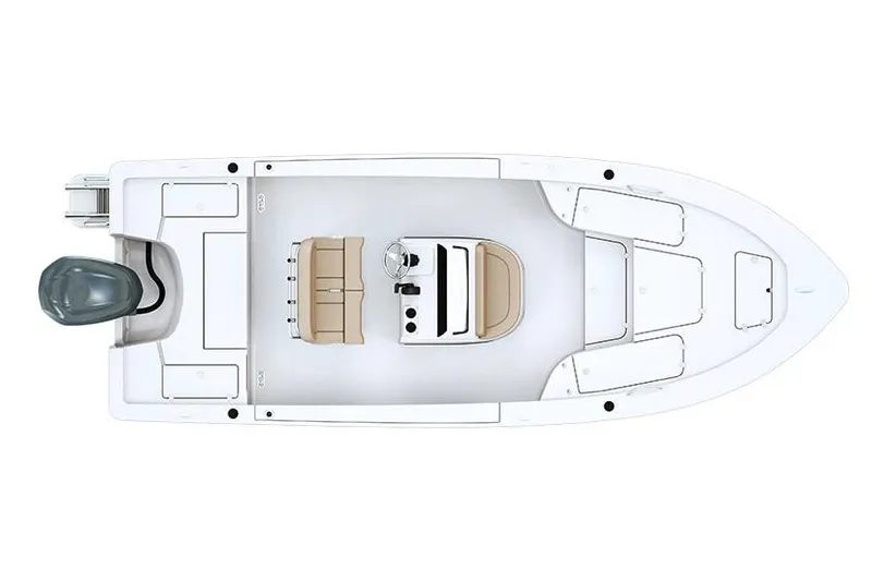 Slide: The Image of 2019 Sportsman Masters 227 Bay Boat covered on trailer near blue building. - 17