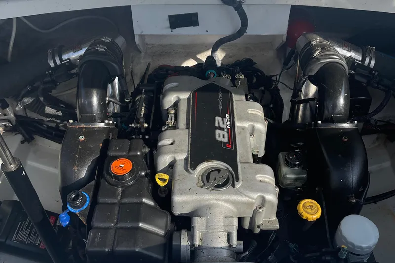 Slide: The Image of Engine compartment of a 2011 Sea Ray 270 SLX with MerCruiser 8.2L MAG engine. - 11