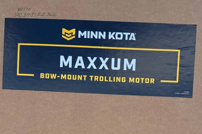 Slide: The Image of Minn Kota Maxxum bow-mount trolling motor label on Express Xp170, 2026 model. - 9