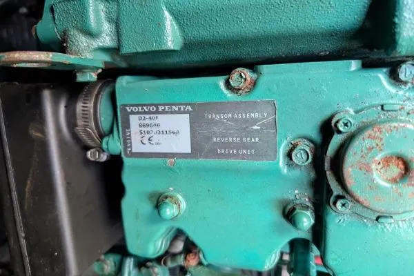 Slide: The Image of Volvo Penta engine detail on 2016 Nautitech 40 Open catamaran, showing model and specifications. - 53