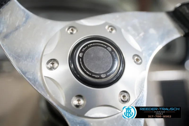 Slide: The Image of Close-up of a 2020 Sun Tracker Party Barge 24 DLX steering wheel. - 36