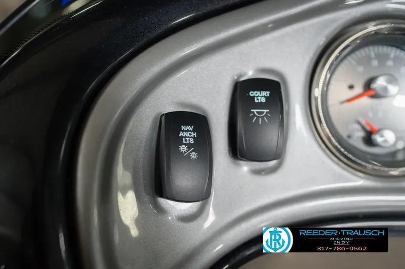 Slide: The Image of Dashboard switches on a 2020 Sun Tracker Party Barge 24 DLX boat. - 38