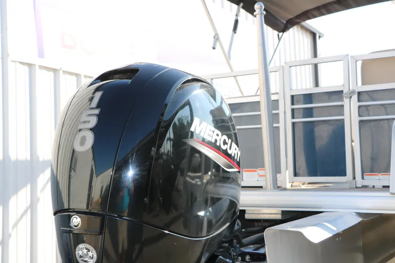 Slide: The Image of 2022 Sun Tracker Party Barge 22 RF XP3 with Mercury 150 outboard engine. - 11