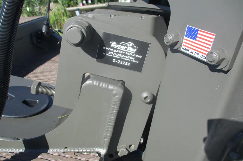 Slide: The Image of Close-up of 2026 Gator Tail 1748 Gator Series machinery with "Made in the USA" label. - 10