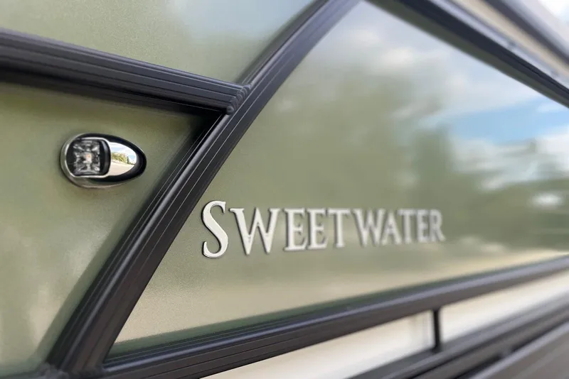 Slide: The Image of Close-up of 2026 Godfrey Sweetwater 2086 SB boat nameplate. - 5
