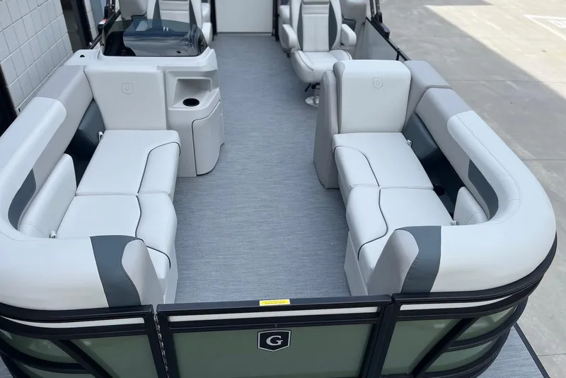 Slide: The Image of 2026 Godfrey Sweetwater 2086 SB pontoon boat with spacious seating and modern design. - 6