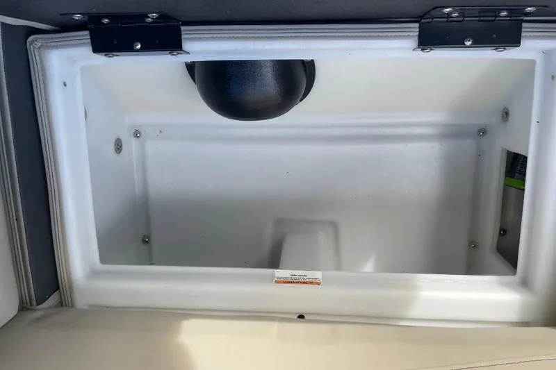 Slide: The Image of Barletta Cabrio 22QC 2022 boat storage compartment, open and empty. - 44