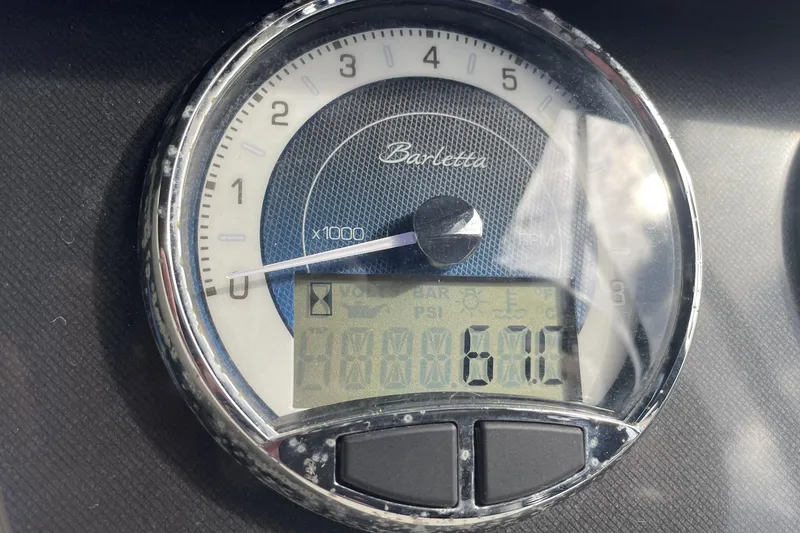 Slide: The Image of Close-up of Barletta Cabrio 22QC 2022 speedometer displaying 610 RPM. - 45
