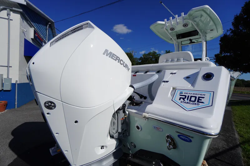 Slide: The Image of 2026 Tidewater 272 LXF boat with Mercury engine and Seakeeper Ride stabilization. - 73