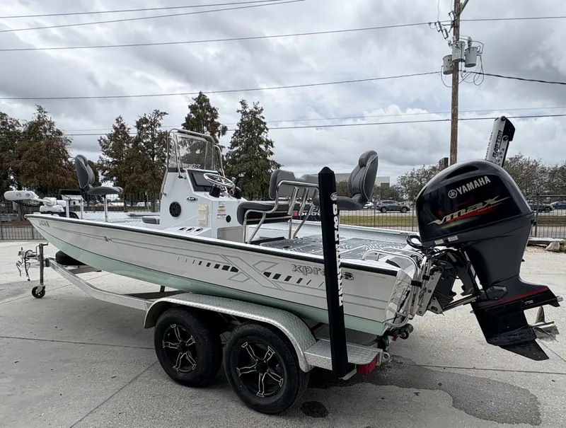 Slide: The Image of 2020 Xpress H20 B boat with Yamaha VMAX engine on trailer. - 10