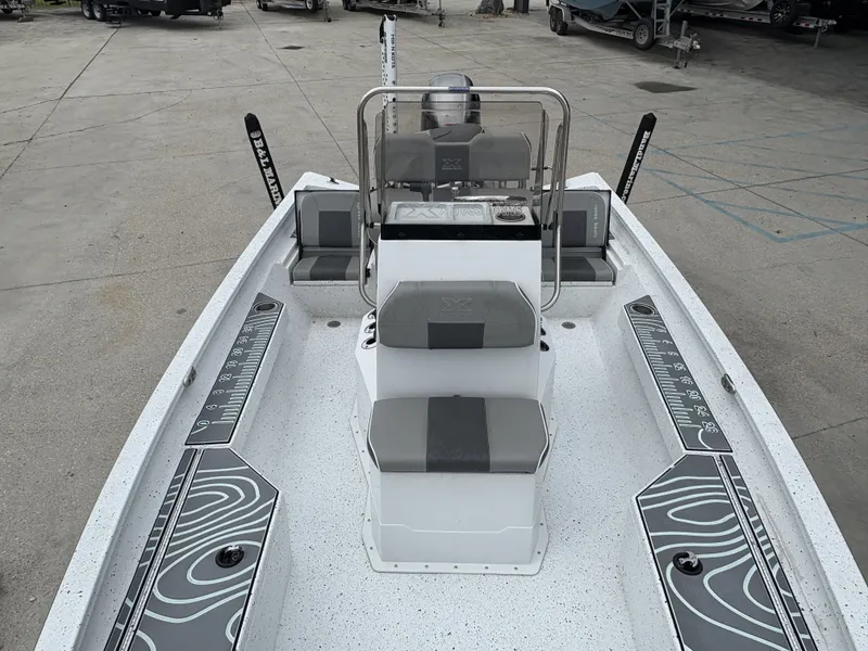 Slide: The Image of 2020 Xpress H20 B boat interior with seating and measurement markings. - 15