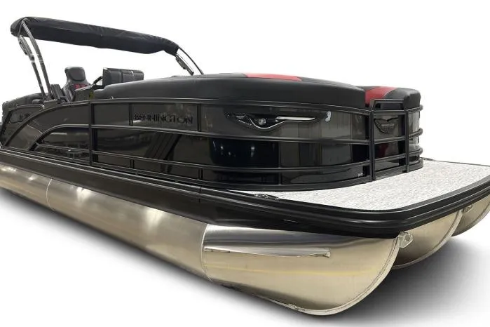 The Image of 2026 Bennington 24 MFBSF pontoon boat, sleek black design, modern features, and spacious deck. - 3