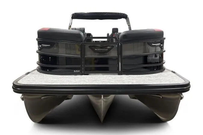 Slide: The Image of 2026 Bennington 24 MFBSF pontoon boat, rear view, sleek design, modern features. - 5