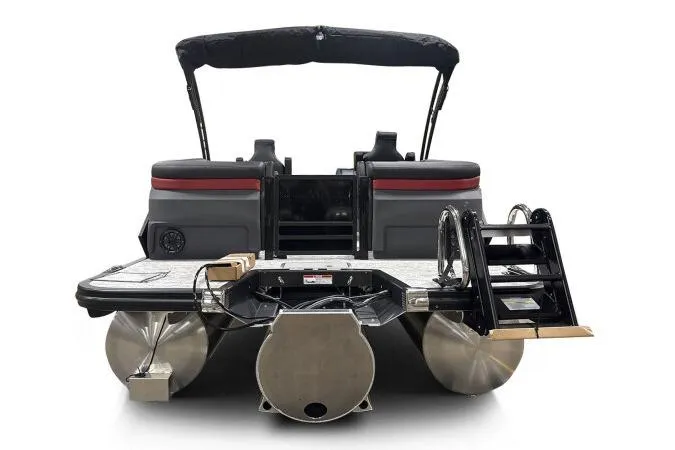 Slide: The Image of 2026 Bennington 24 MFBSF pontoon boat, rear view with ladder and seating. - 9