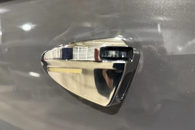Slide: The Image of Close-up of a 2026 Bennington 24 MFBSF boat's sleek chrome detail. - 14