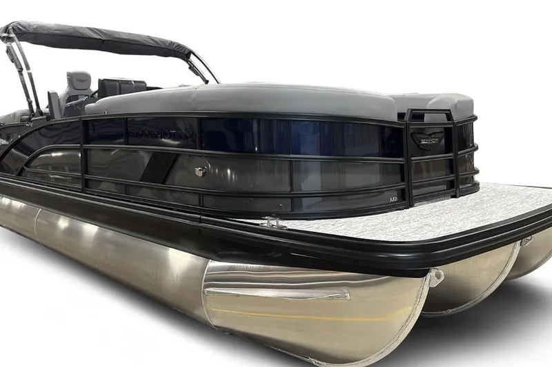 The Image of 2026 Bennington 24 MFBSF pontoon boat, sleek design, gray and black color scheme. - 2
