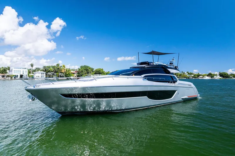 Slide: The Image of Luxury 2023 Riva 76 PERSEO Super yacht cruising on a sunny day. - 12