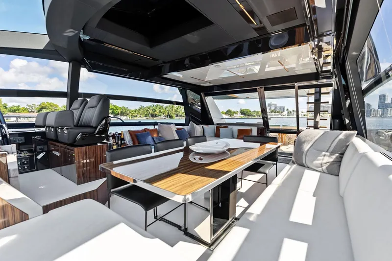 Slide: The Image of Luxurious interior of 2023 Riva 76 PERSEO Super yacht with elegant seating and dining area. - 43