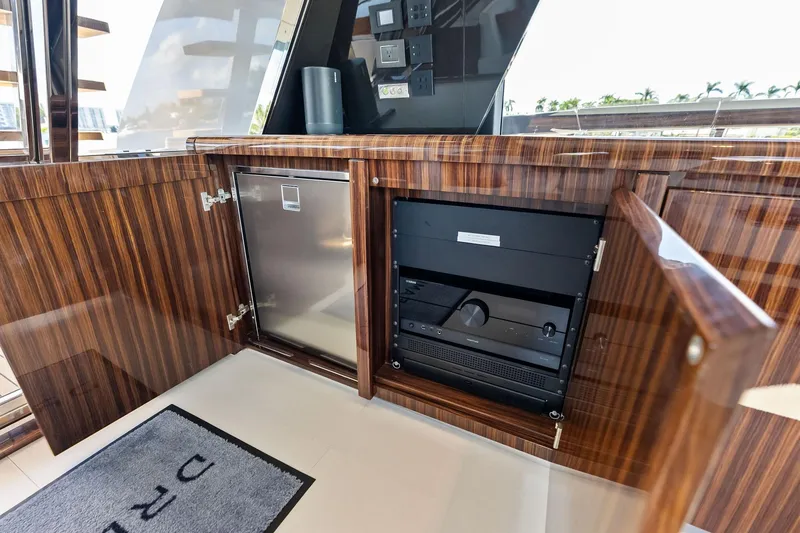 Slide: The Image of Luxurious interior of 2023 Riva 76 PERSEO Super yacht with wood cabinetry and modern appliances. - 46