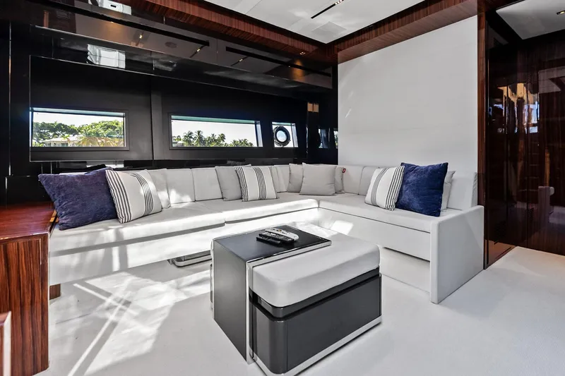 Slide: The Image of Luxurious interior of 2023 Riva 76 PERSEO Super yacht with elegant seating and modern decor. - 53