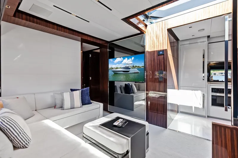 Slide: The Image of Luxurious interior of 2023 Riva 76 PERSEO Super yacht with modern design and elegant furnishings. - 54