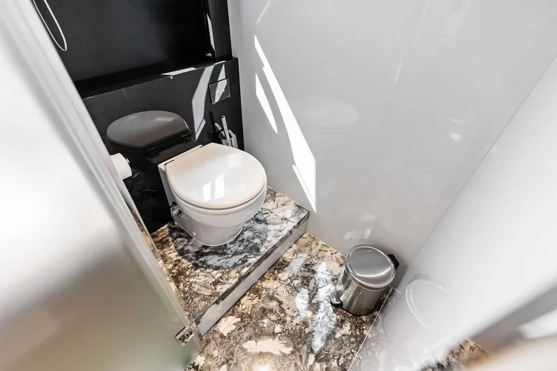 Slide: The Image of Luxurious bathroom in 2023 Riva 76 PERSEO Super yacht with marble flooring. - 66