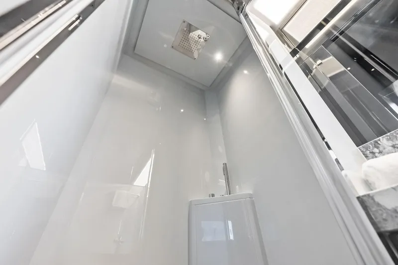 Slide: The Image of Luxurious shower area in 2023 Riva 76 PERSEO Super yacht, featuring sleek modern design. - 70