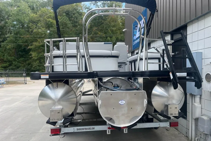 Slide: The Image of 2026 Godfrey SWEETWATER 2286 SFL pontoon boat on trailer, rear view. - 3