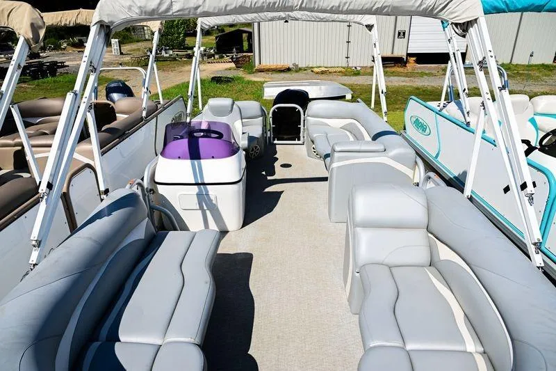 Slide: The Image of 2023 Aloha Pontoon Mahalo 23 with spacious seating and modern design. - 9
