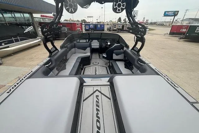 Slide: The Image of 2022 Moomba Kaiyen boat interior with spacious seating and modern design. - 10