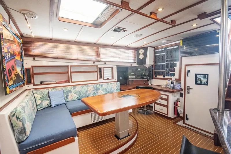 Slide: The Image of Luxurious 2007 Pilot Cruiser Expedition yacht interior with wood accents and comfortable seating. - 34